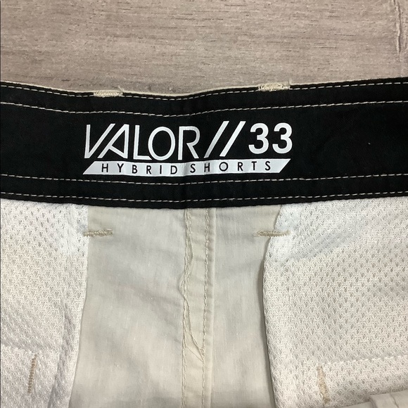 Men's Valor 33 Medium Swim Shorts Trunks Hybrid Stripes Khaki Stripes Stretch - Picture 6 of 7